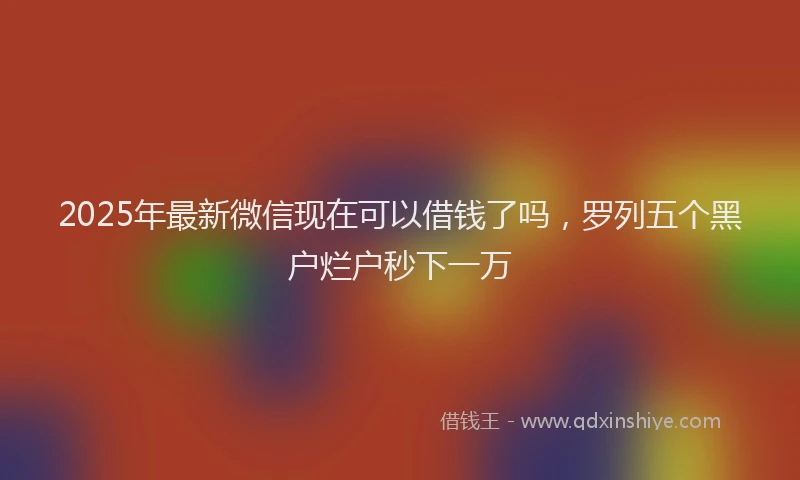 2025年最新微信现在可以借钱了吗，罗列五个黑户烂户秒下一万