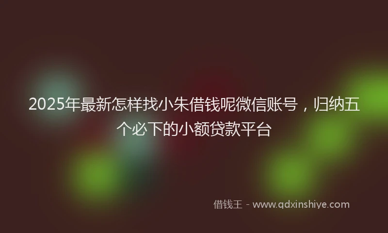 2025年最新怎样找小朱借钱呢微信账号，归纳五个必下的小额贷款平台