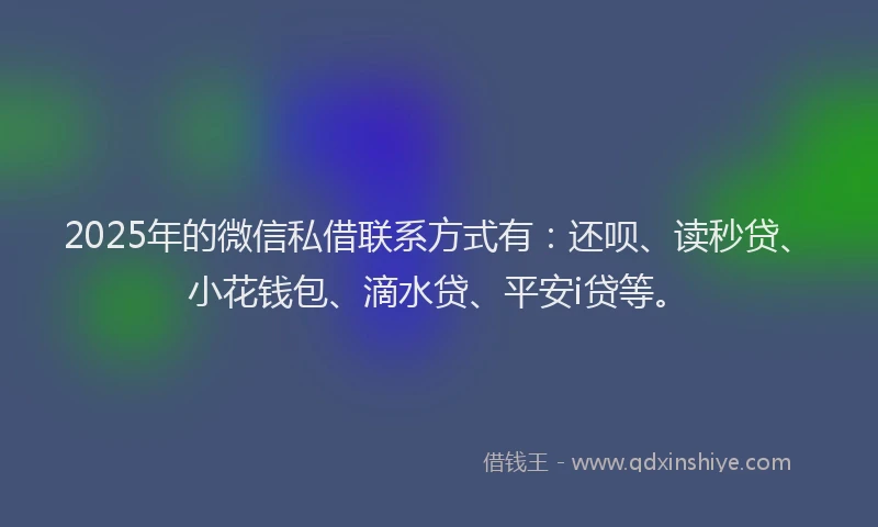 2025年的微信私借联系方式有：还呗、读秒贷、小花钱包、滴水贷、平安i贷等。