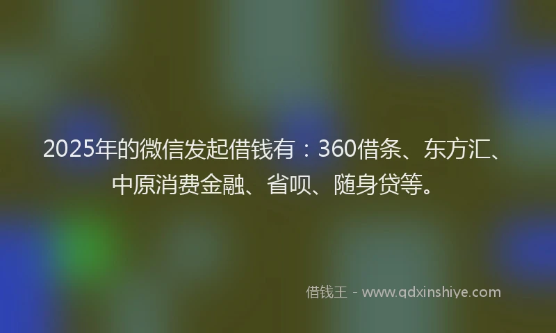 2025年的微信发起借钱有：360借条、东方汇、中原消费金融、省呗、随身贷等。