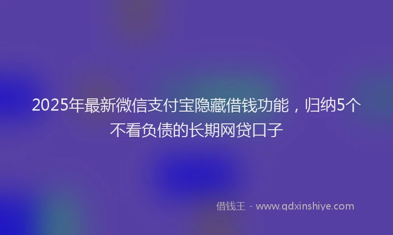 2025年最新微信支付宝隐藏借钱功能，归纳5个不看负债的长期网贷口子
