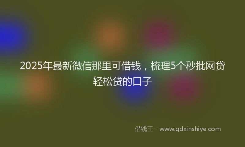 2025年最新微信那里可借钱，梳理5个秒批网贷轻松贷的口子