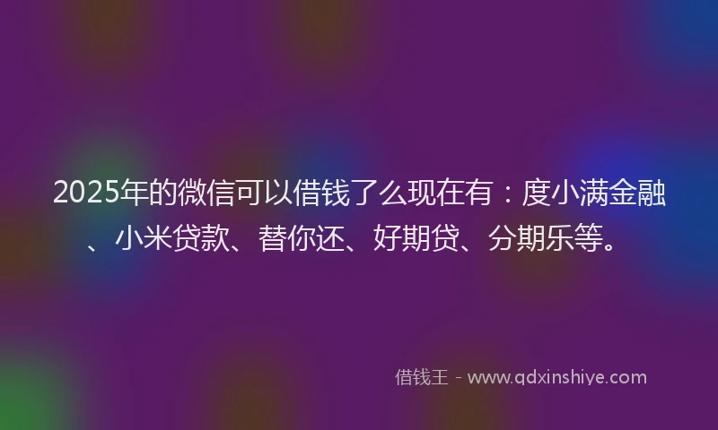 2025年的微信可以借钱了么现在有：度小满金融、小米贷款、替你还、好期贷、分期乐等。
