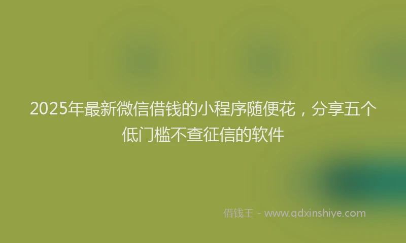 2025年最新微信借钱的小程序随便花，分享五个低门槛不查征信的软件