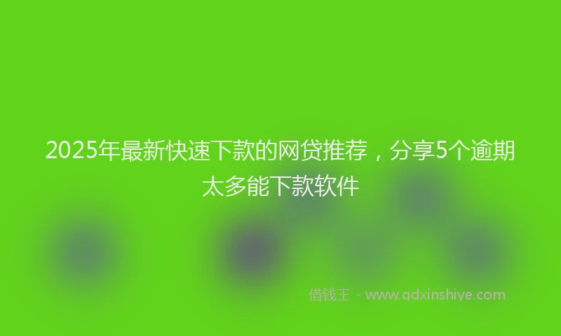 2025年最新快速下款的网贷推荐，分享5个逾期太多能下款软件