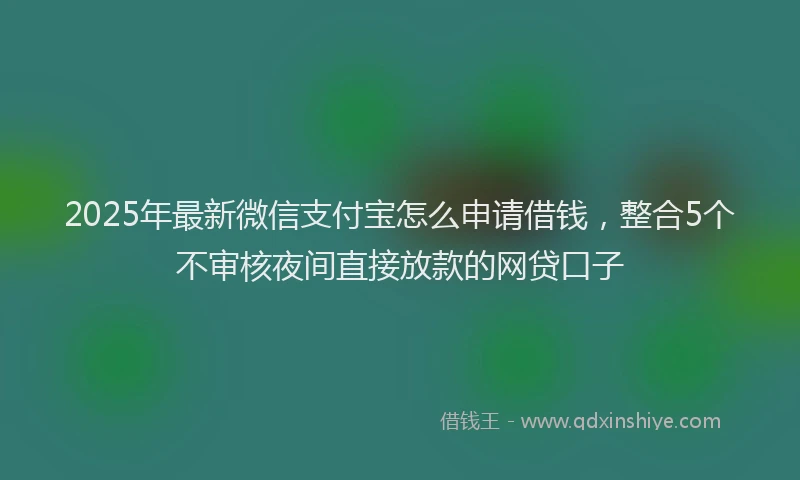 2025年最新微信支付宝怎么申请借钱，整合5个不审核夜间直接放款的网贷口子