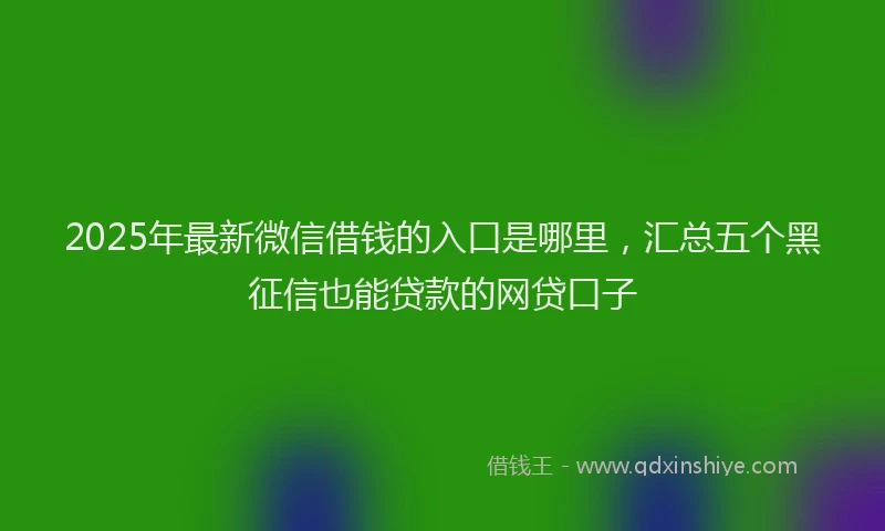 2025年最新微信借钱的入口是哪里，汇总五个黑征信也能贷款的网贷口子