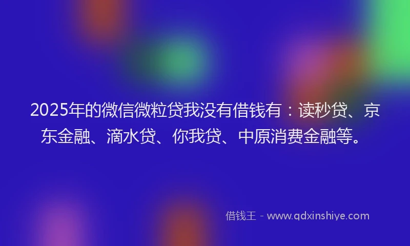 2025年的微信微粒贷我没有借钱有：读秒贷、京东金融、滴水贷、你我贷、中原消费金融等。