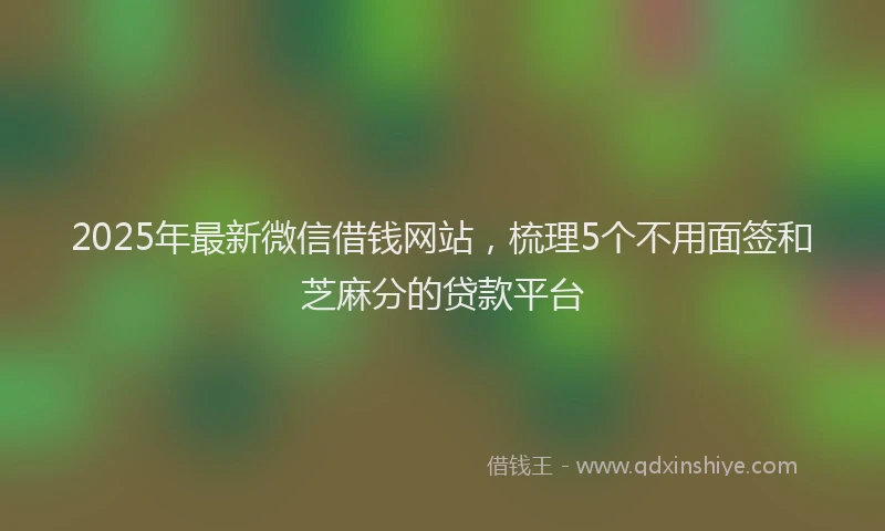 2025年最新微信借钱网站，梳理5个不用面签和芝麻分的贷款平台