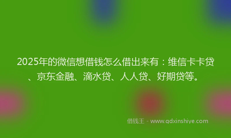 2025年的微信想借钱怎么借出来有：维信卡卡贷、京东金融、滴水贷、人人贷、好期贷等。