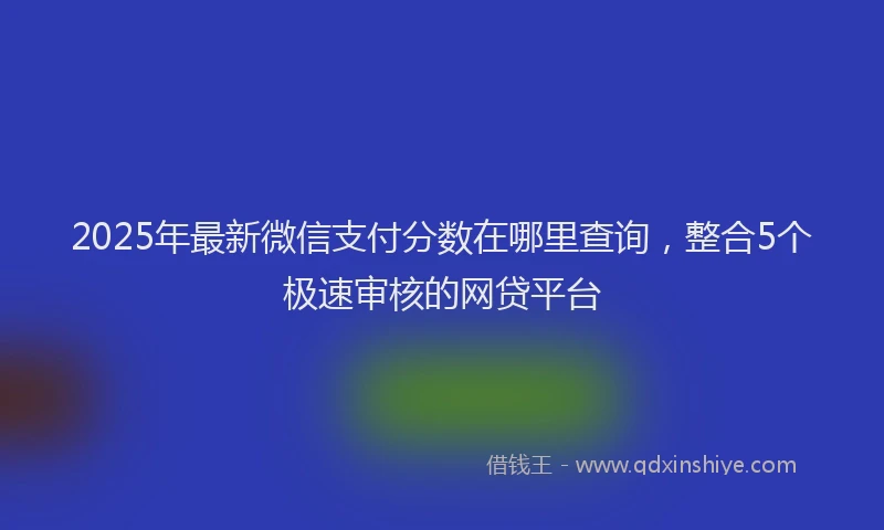 2025年最新微信支付分数在哪里查询，整合5个极速审核的网贷平台