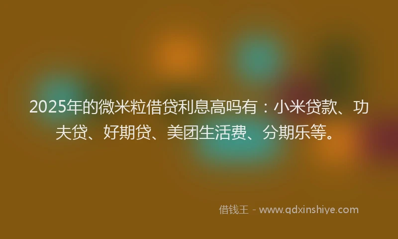 2025年的微米粒借贷利息高吗有：小米贷款、功夫贷、好期贷、美团生活费、分期乐等。