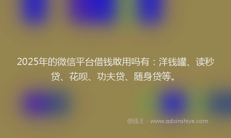 2025年的微信平台借钱敢用吗有：洋钱罐、读秒贷、花呗、功夫贷、随身贷等。