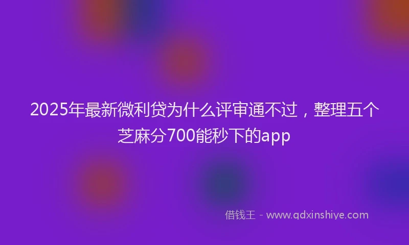 2025年最新微利贷为什么评审通不过，整理五个芝麻分700能秒下的app