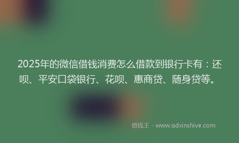 2025年的微信借钱消费怎么借款到银行卡有：还呗、平安口袋银行、花呗、惠商贷、随身贷等。