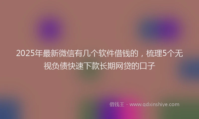 2025年最新微信有几个软件借钱的，梳理5个无视负债快速下款长期网贷的口子