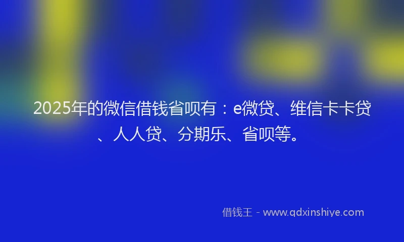 2025年的微信借钱省呗有：e微贷、维信卡卡贷、人人贷、分期乐、省呗等。