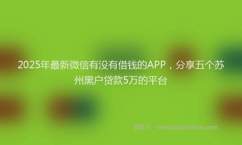 2025年最新微信有没有借钱的APP，分享五个苏州黑户贷款5万的平台