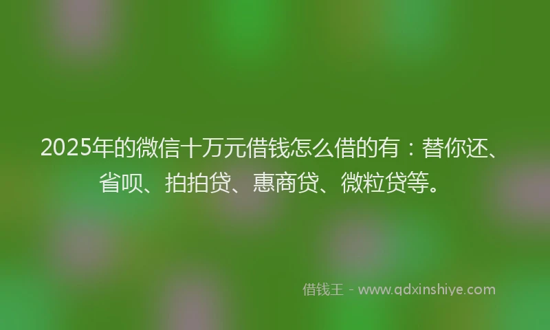 2025年的微信十万元借钱怎么借的有：替你还、省呗、拍拍贷、惠商贷、微粒贷等。