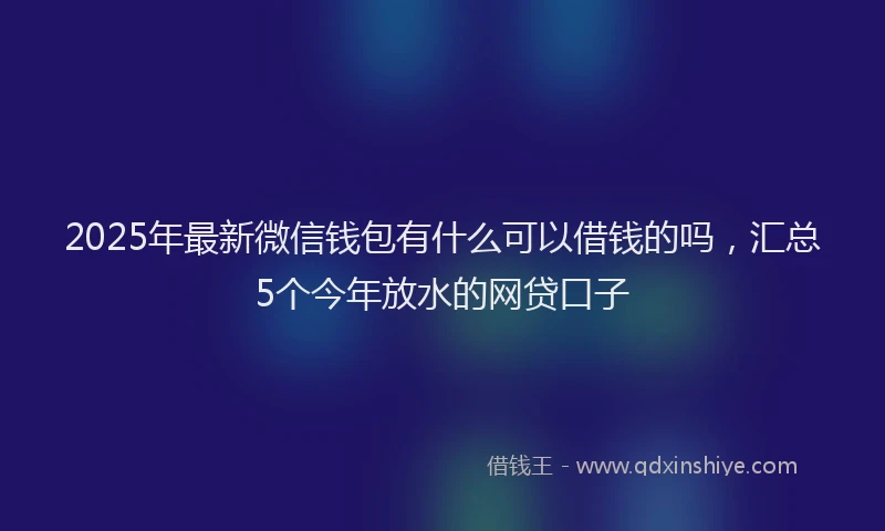 2025年最新微信钱包有什么可以借钱的吗，汇总5个今年放水的网贷口子
