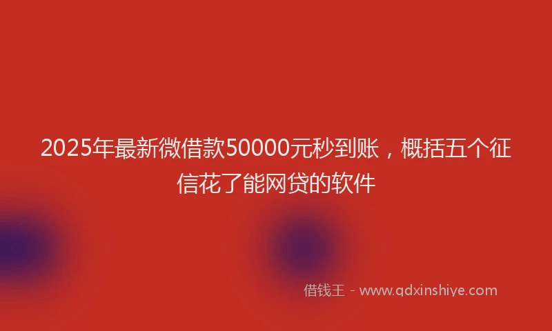 2025年最新微借款50000元秒到账，概括五个征信花了能网贷的软件