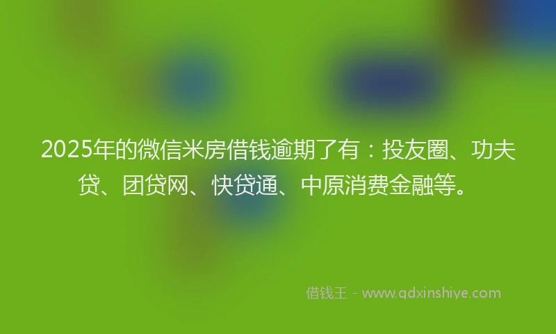 2025年的微信米房借钱逾期了有：投友圈、功夫贷、团贷网、快贷通、中原消费金融等。