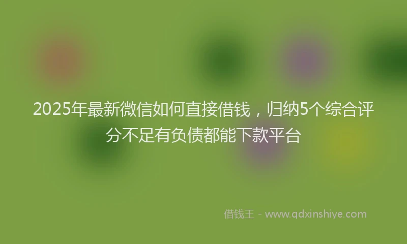 2025年最新微信如何直接借钱，归纳5个综合评分不足有负债都能下款平台