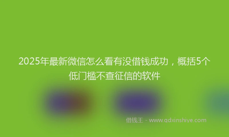 2025年最新微信怎么看有没借钱成功，概括5个低门槛不查征信的软件