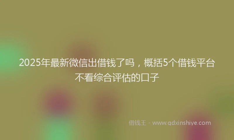 2025年最新微信出借钱了吗，概括5个借钱平台不看综合评估的口子