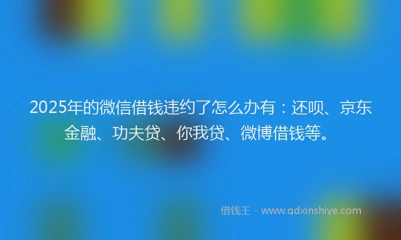 2025年的微信借钱违约了怎么办有：还呗、京东金融、功夫贷、你我贷、微博借钱等。