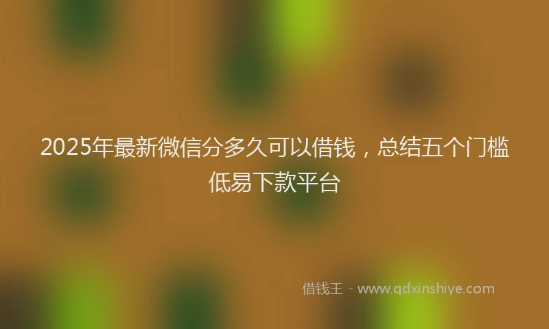 2025年最新微信分多久可以借钱，总结五个门槛低易下款平台