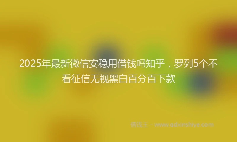 2025年最新微信安稳用借钱吗知乎，罗列5个不看征信无视黑白百分百下款