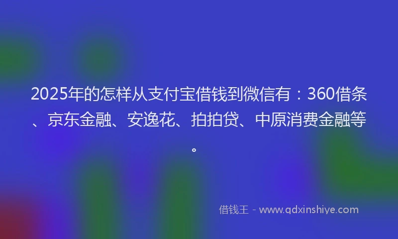 2025年的怎样从支付宝借钱到微信有：360借条、京东金融、安逸花、拍拍贷、中原消费金融等。