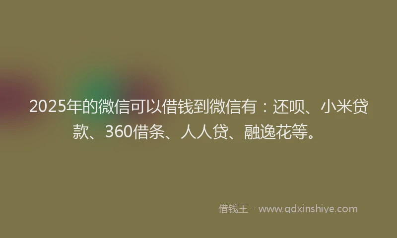 2025年的微信可以借钱到微信有：还呗、小米贷款、360借条、人人贷、融逸花等。