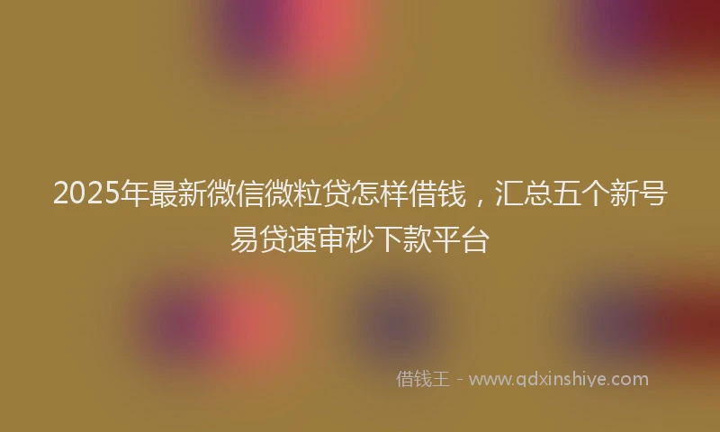 2025年最新微信微粒贷怎样借钱，汇总五个新号易贷速审秒下款平台