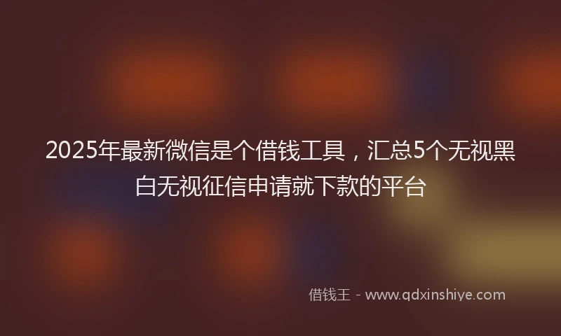 2025年最新微信是个借钱工具，汇总5个无视黑白无视征信申请就下款的平台
