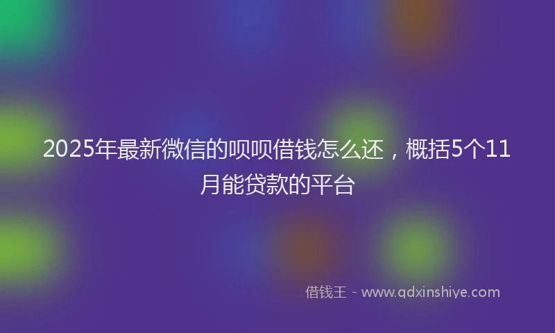 2025年最新微信的呗呗借钱怎么还，概括5个11月能贷款的平台