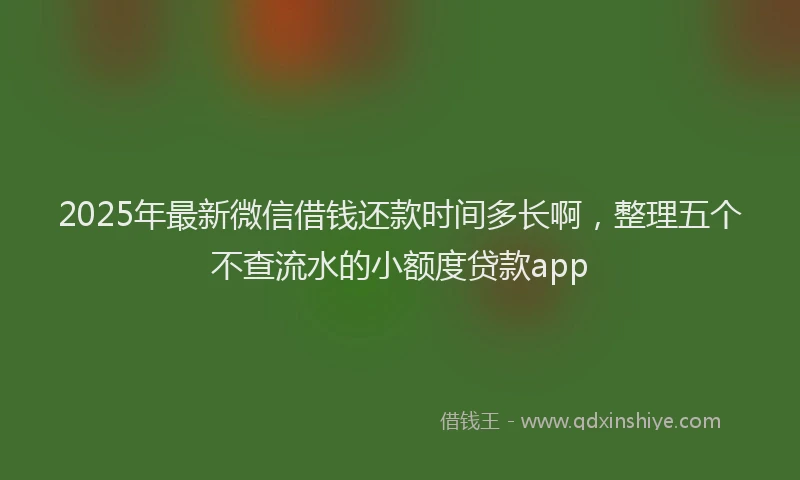 2025年最新微信借钱还款时间多长啊，整理五个不查流水的小额度贷款app