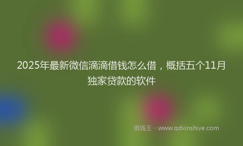 2025年最新微信滴滴借钱怎么借，概括五个11月独家贷款的软件