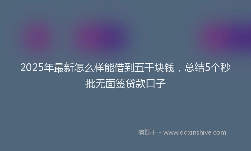 2025年最新怎么样能借到五干块钱，总结5个秒批无面签贷款口子