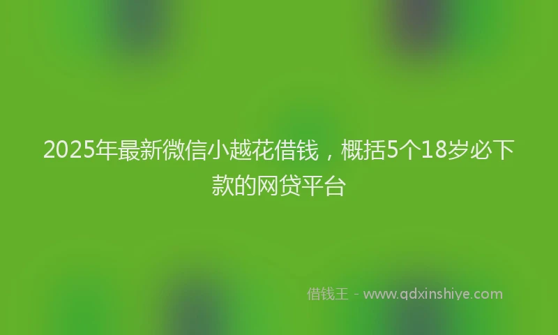 2025年最新微信小越花借钱，概括5个18岁必下款的网贷平台
