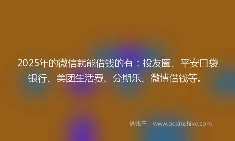 2025年的微信就能借钱的有：投友圈、平安口袋银行、美团生活费、分期乐、微博借钱等。