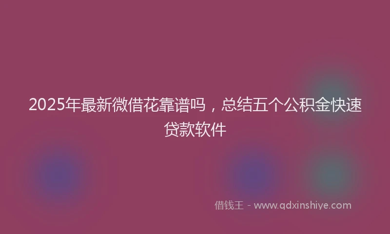 2025年最新微借花靠谱吗，总结五个公积金快速贷款软件