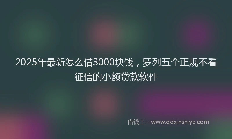 2025年最新怎么借3000块钱，罗列五个正规不看征信的小额贷款软件