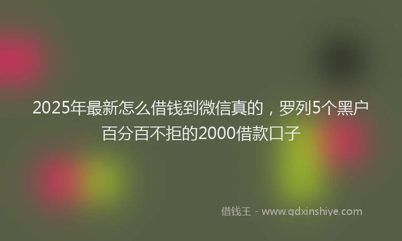 2025年最新怎么借钱到微信真的，罗列5个黑户百分百不拒的2000借款口子