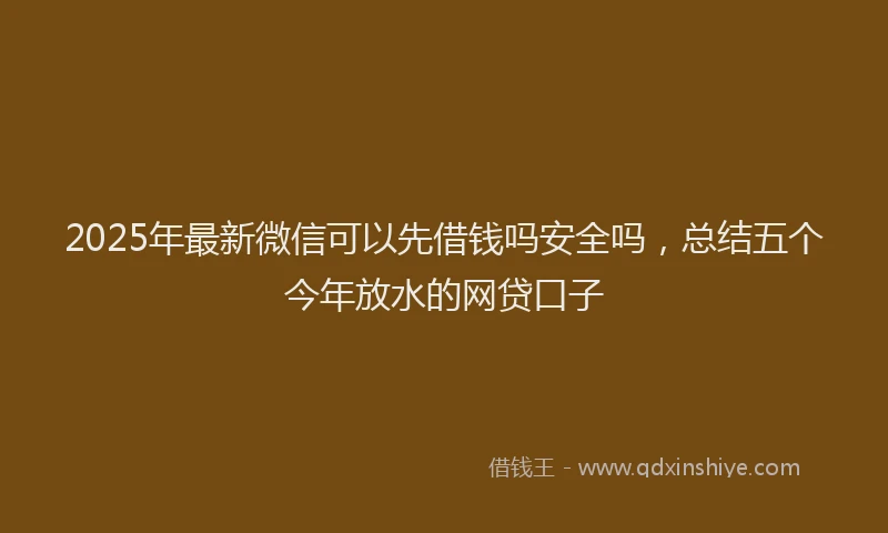 2025年最新微信可以先借钱吗安全吗，总结五个今年放水的网贷口子