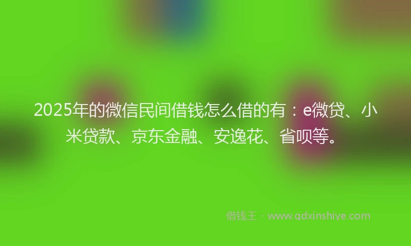 2025年的微信民间借钱怎么借的有：e微贷、小米贷款、京东金融、安逸花、省呗等。