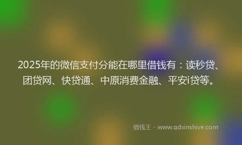2025年的微信支付分能在哪里借钱有：读秒贷、团贷网、快贷通、中原消费金融、平安i贷等。