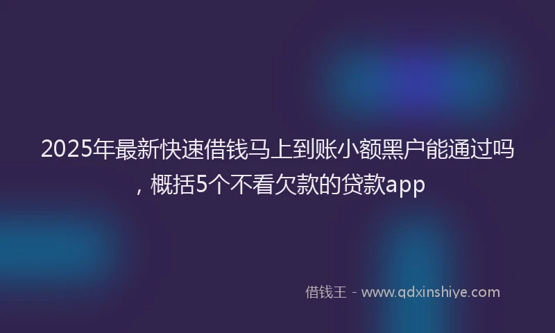 2025年最新快速借钱马上到账小额黑户能通过吗，概括5个不看欠款的贷款app
