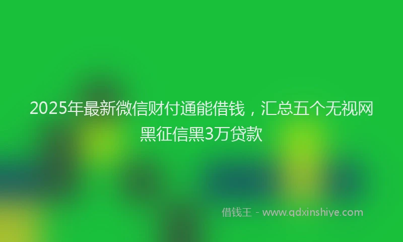 2025年最新微信财付通能借钱，汇总五个无视网黑征信黑3万贷款